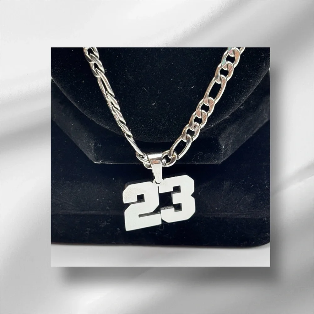 Men’s Silver Chain Necklace with #23 Pendant